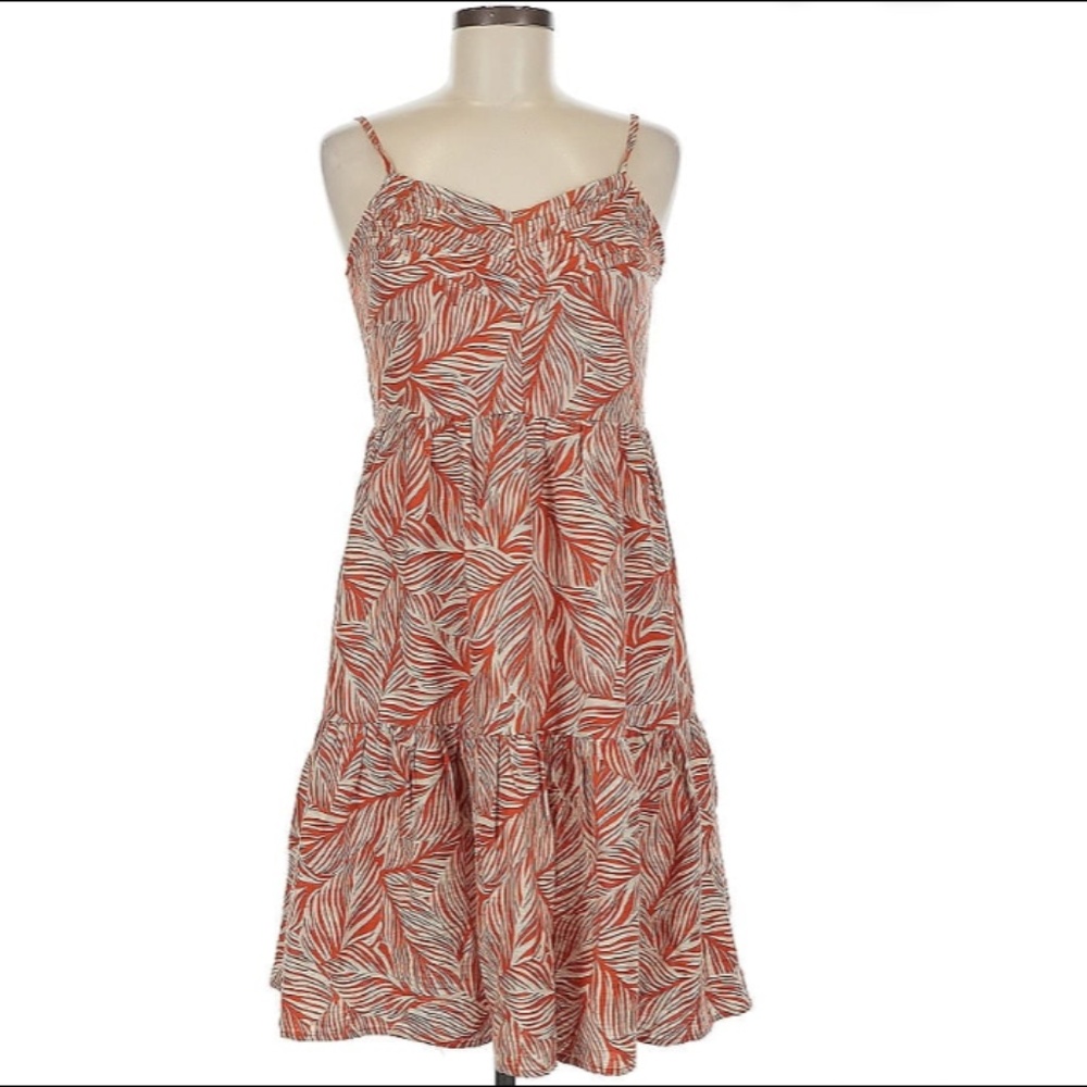 Strappy Graphic Leaf Print Dress – US 10 / UK 14 – Fun & Airy